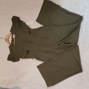 NWT Calvin Klein Linen blend Olive Green Jumpsuit 8
